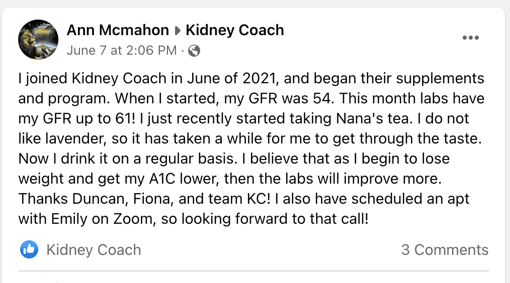 Improved eGFR kidney function
